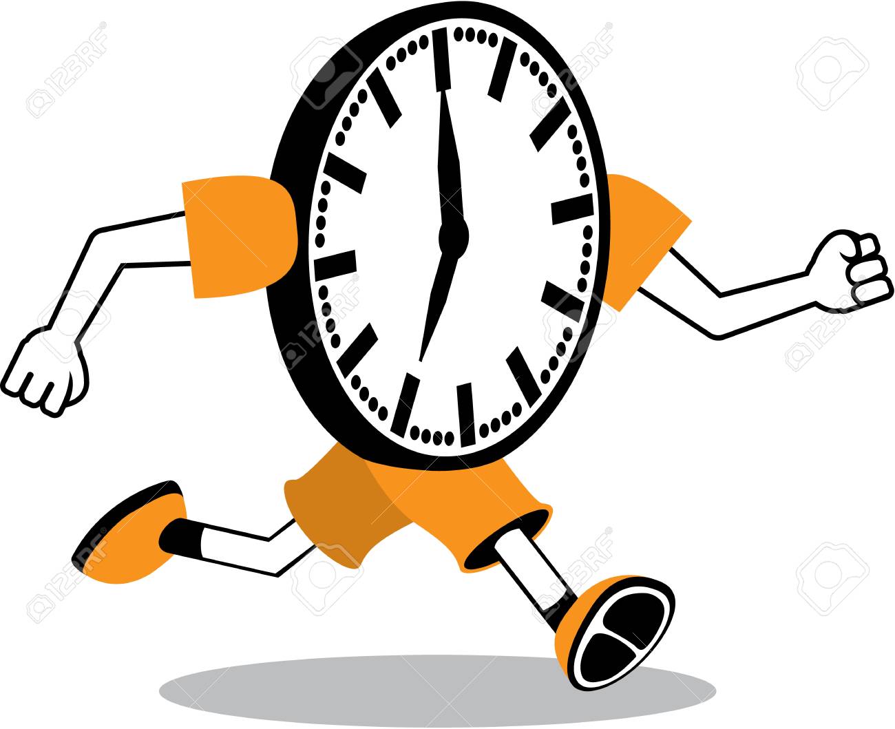 Running clock vector illustration clip.