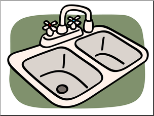 Clip Art: Basic Words: Sink Color Unlabeled I abcteach.com.