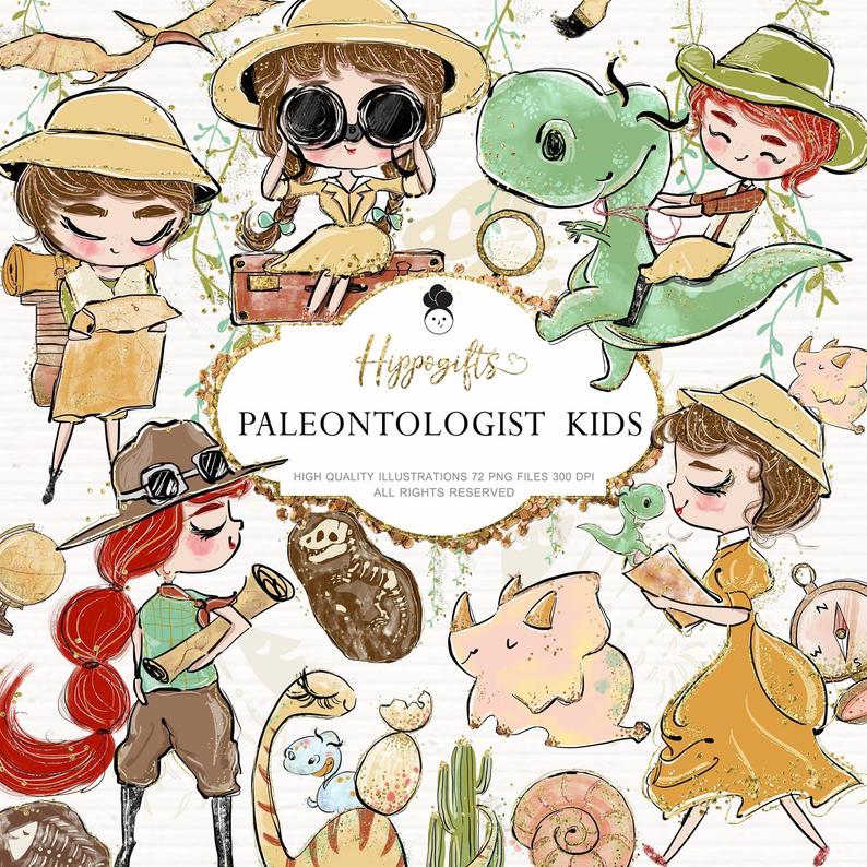 Paleontologist Clipart, safari clipart, dinosaurs clipart,boy scout  clipart, dinosaurs stickers,travel clipart U0026.