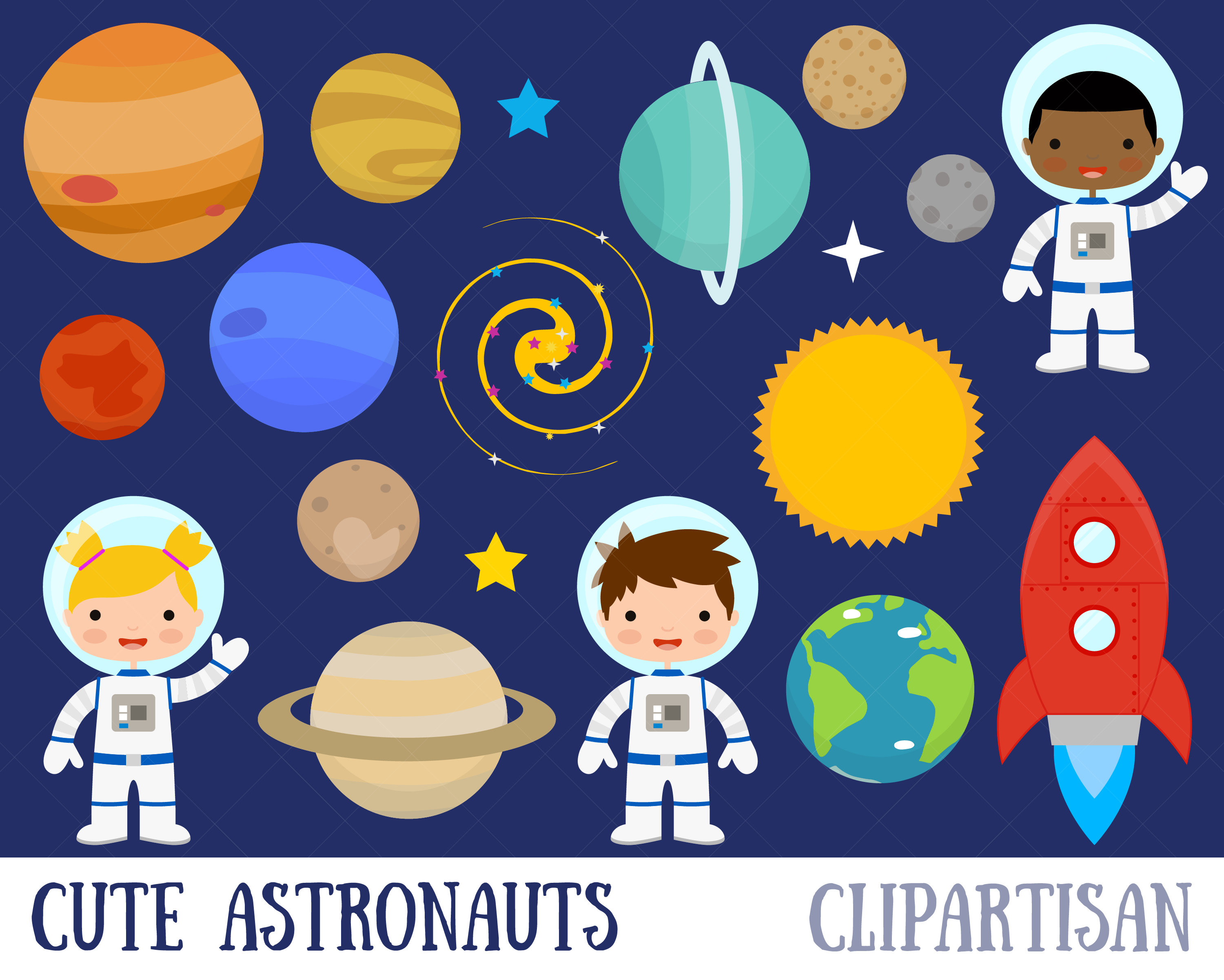 Space Clipart / Planets Clipart / Astronaut Clipart / Clip Art.