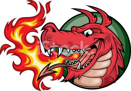 welsh) Dragon Fire Red premium clipart.