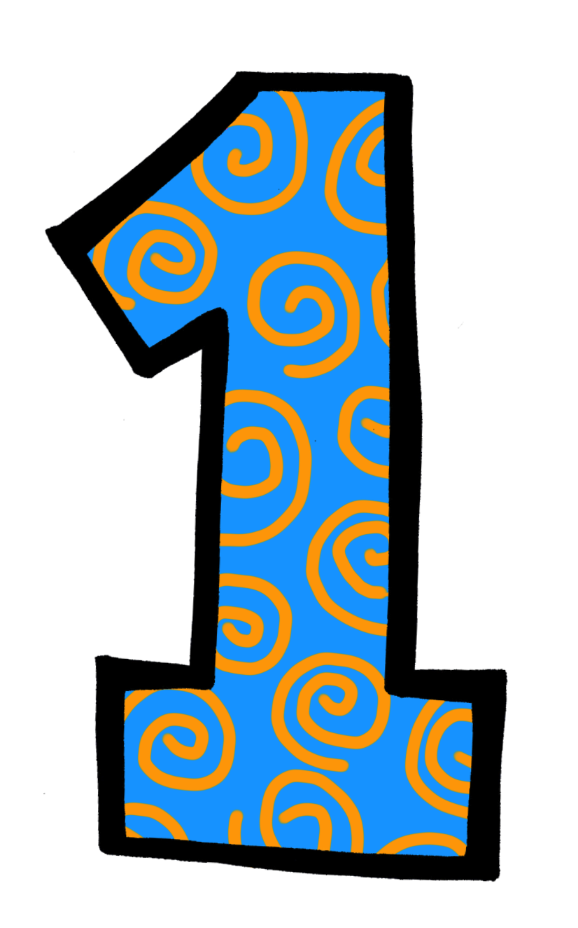 Number 1 2 Blue Clipart.