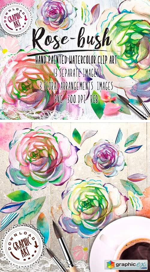 Watercolor Clipart; Rose Wreath » Free Download Vector Stock.