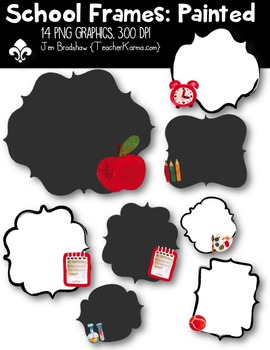 {FREE today} School Frames: Painted Clipart ~ Commercial OK.