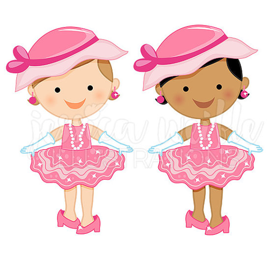 Dress Up Baby Girl Cute Digital Clipart Toddler Girl Clip.