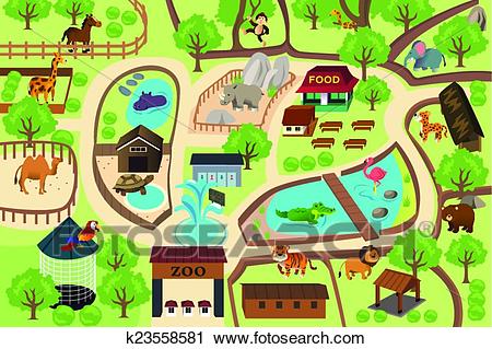 Map of a zoo park Clipart.