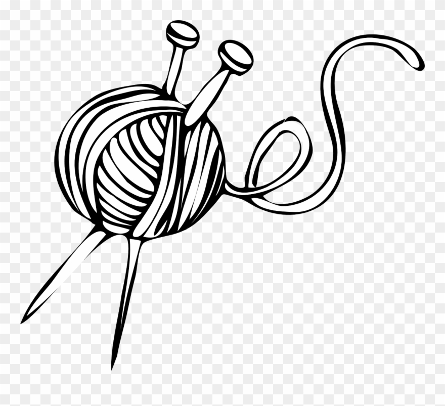 White Yarn Ball With Knitting Needles Clip Art.