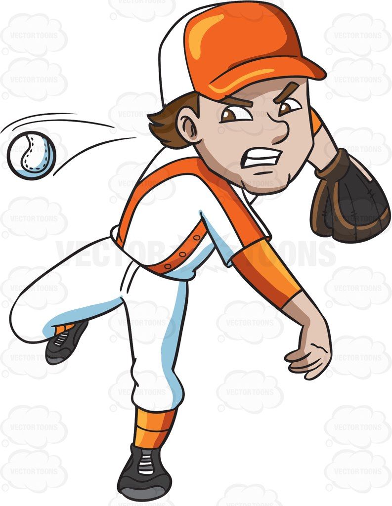 A baseball player pitching a ball #cartoon #clipart #vector.