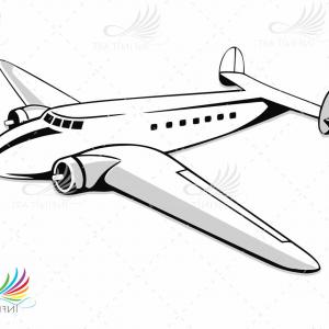 Airliner Or Plane Black Icon On White Background Vector Clipart.