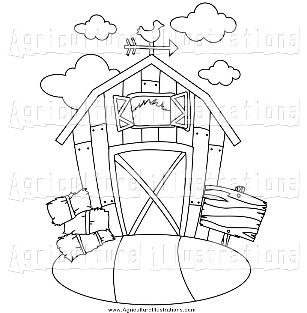 Agriculture Clipart of a Black and White Barn by BNP Design.