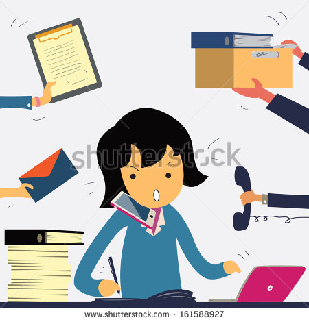 Showing post & media for Cartoon busy office worker woman.