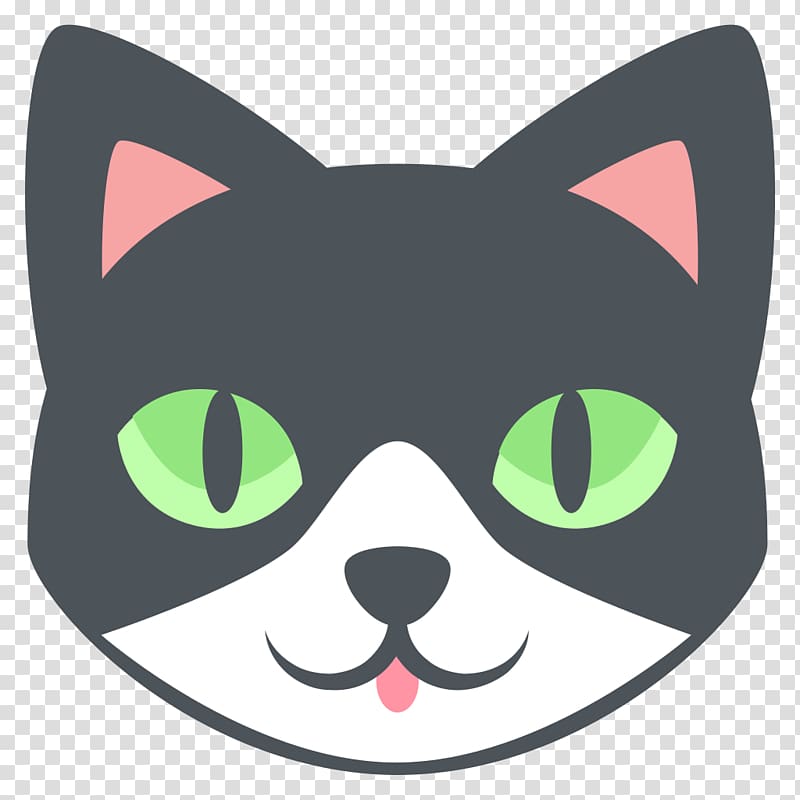 Black and white cat illustration, Cat Emojipedia Animal.