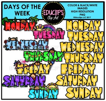 Days Of The Week Clip Art Bundle {Educlips Clipart}.