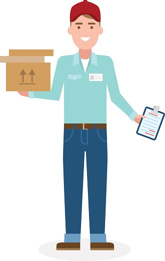 Delivery man with parcel. Clipart Image.