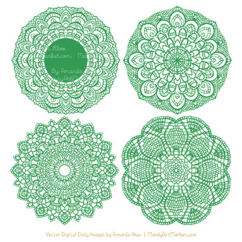 Anna Lace Green Doily Vectors.