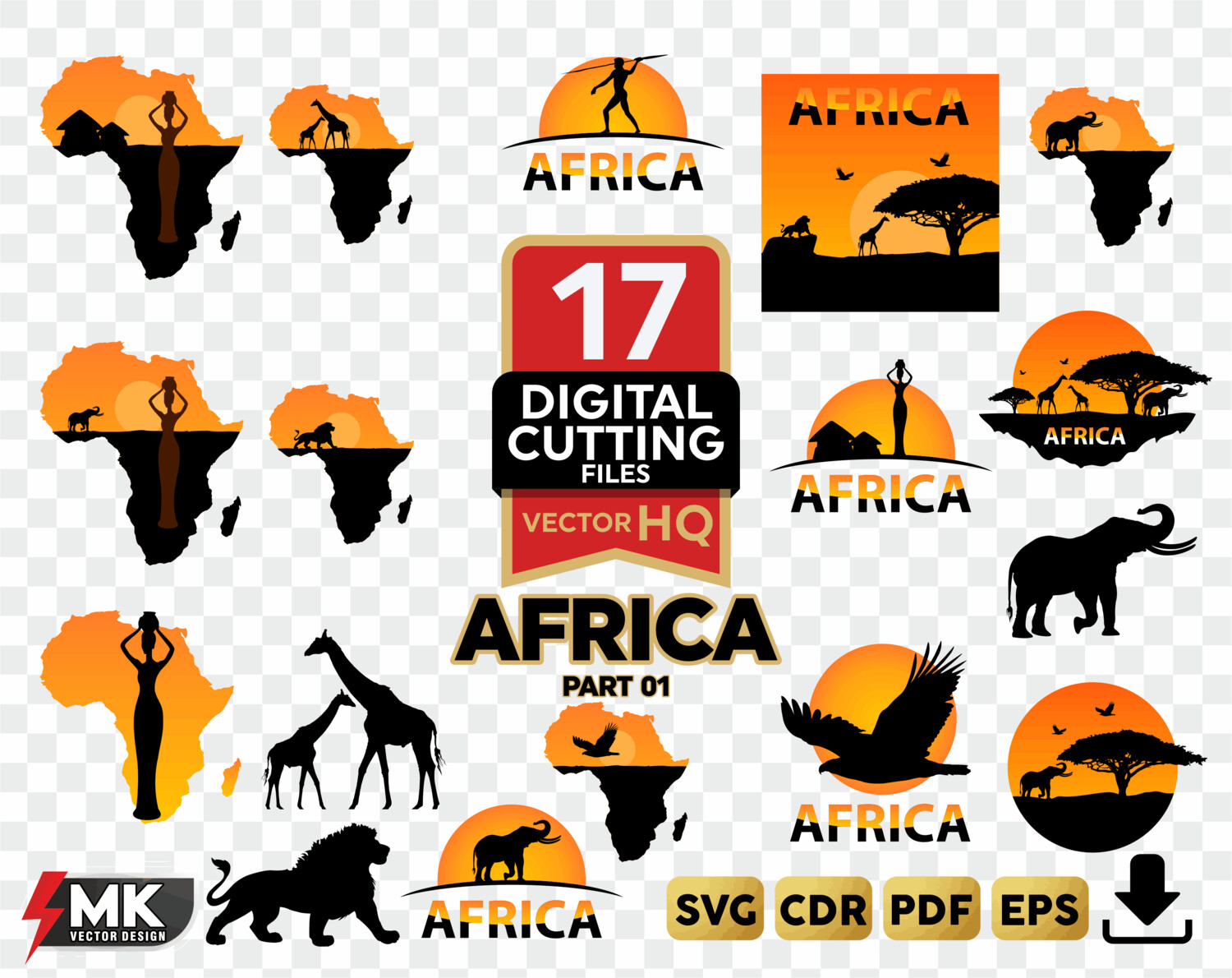 AFRICA SVG #01 SVG Silhouette Clipart svg cut by SVGMKCreative.