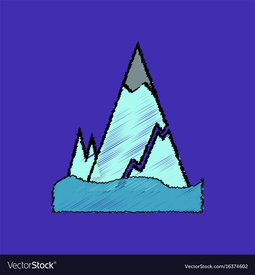 Flat shading style icon iceberg with crack.