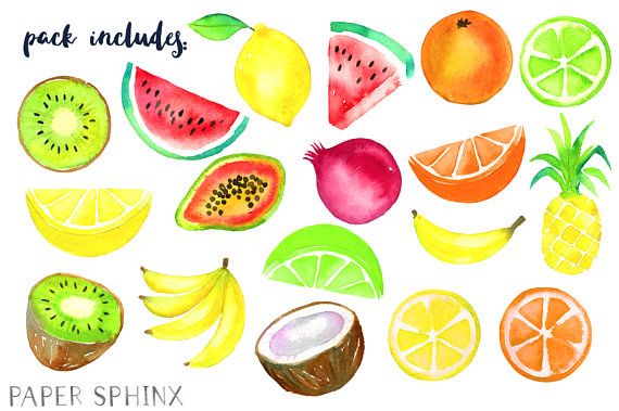 Watercolor Tropical Fruit Clipart Fruit Clip Art in 2019.