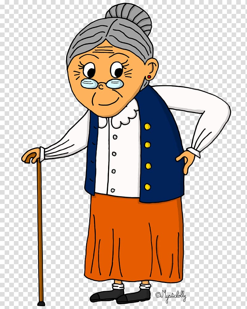 Drawing grandmother Character, others transparent background.