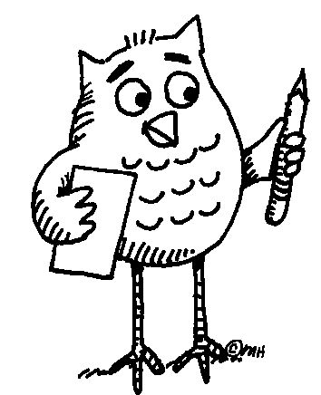 Owl Doing Homework Clip Art.