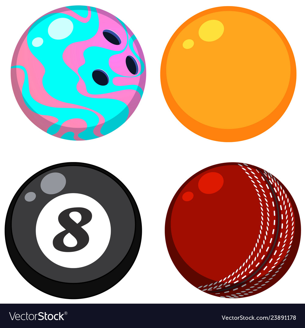 Set of different balls.