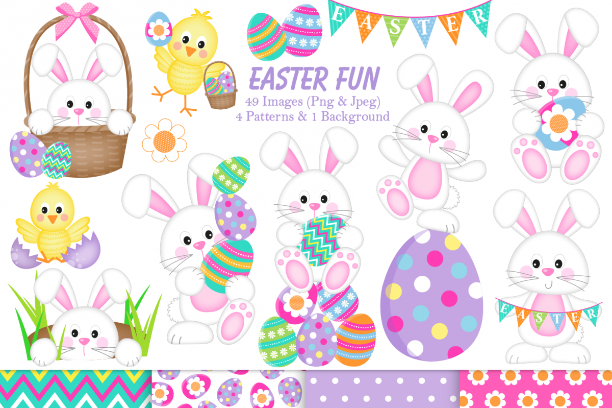 Easter clipart, Easter bunny graphics & illustrations.