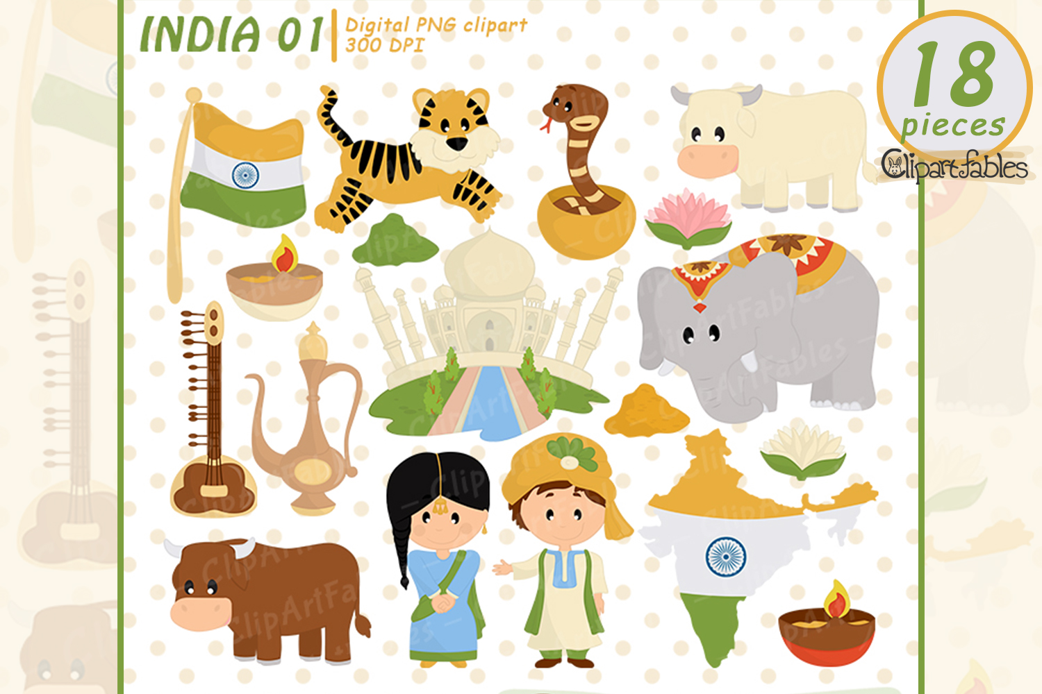 Cute India clipart, Taj Mahal design, Travel clip art.