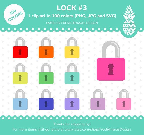 100 Colors Clip Art: Lock #3, Lock Clipart, Padlock Clip Art.