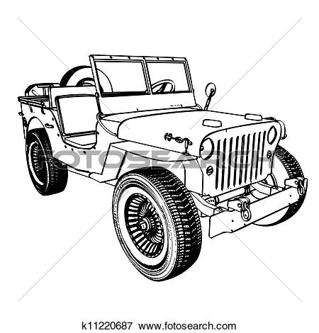 Clipart of Cartoon jeep k13684232.