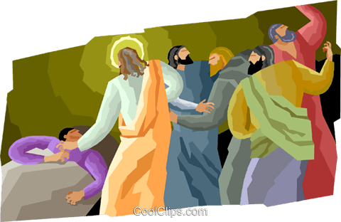 Jesus healing the sick Royalty Free Vector Clip Art.