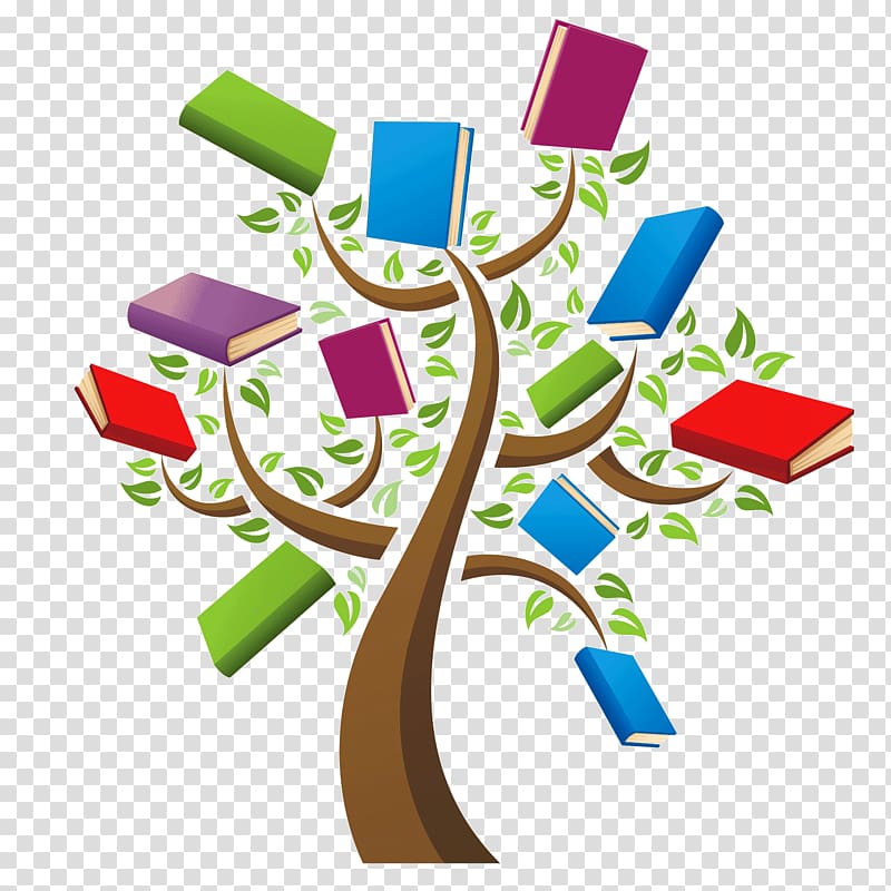 Multicolored book family tree , Book Library Reading Tree.