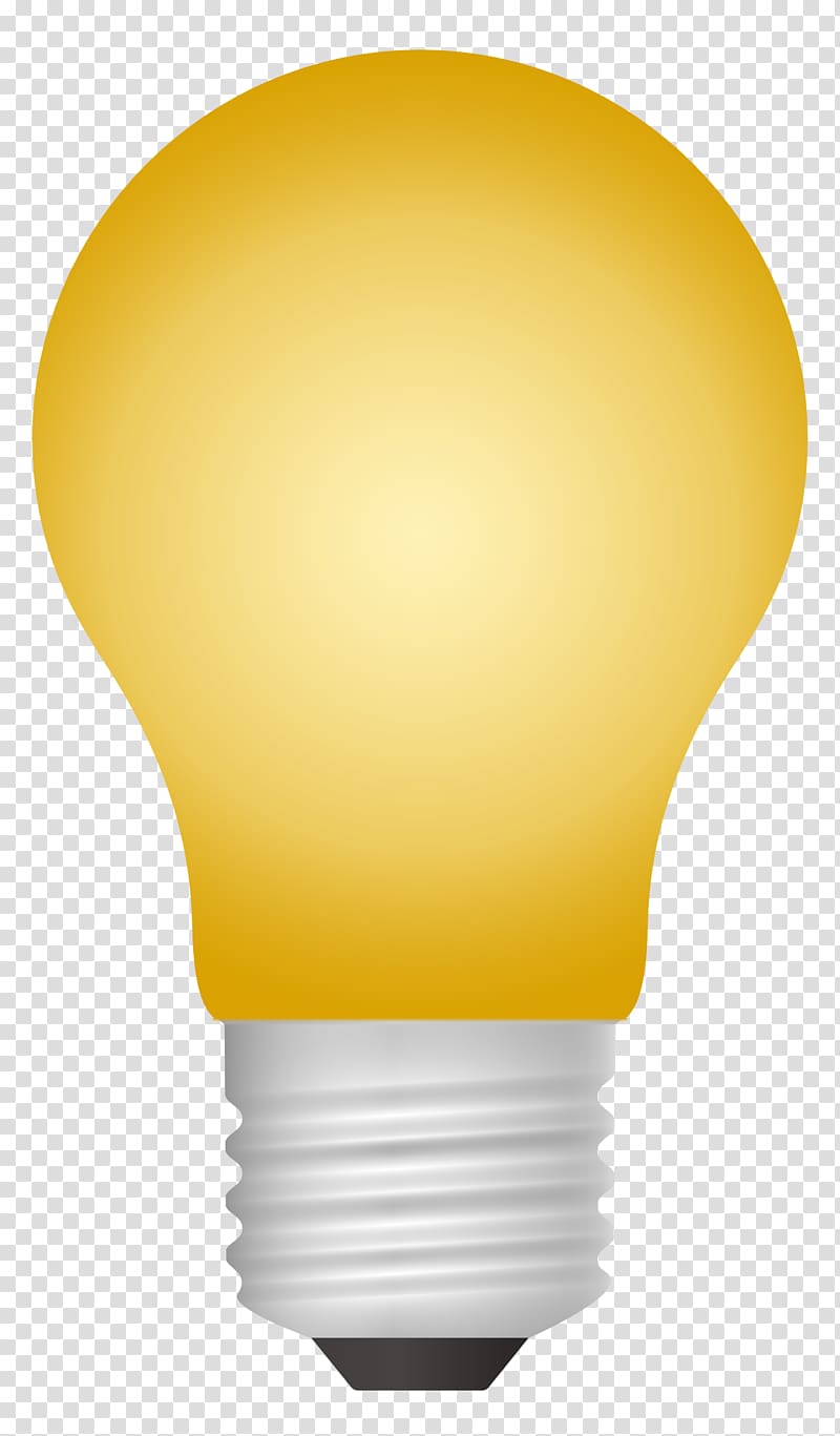 Yellow lightbulb illustration, Incandescent light bulb, Light Bulb.