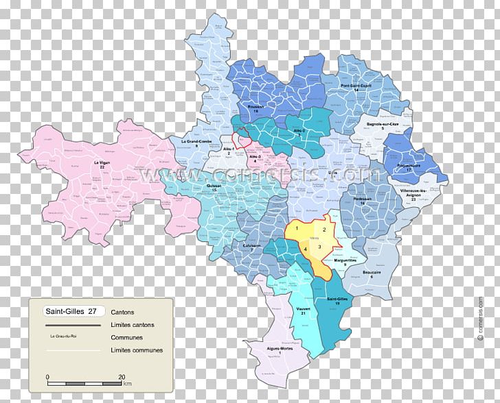 Map Cantones De Gard Cantoanele Franței Uzès PDF PNG.