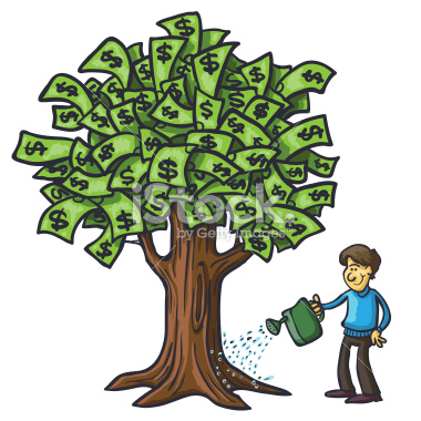 Watering Money Tree Clipart.