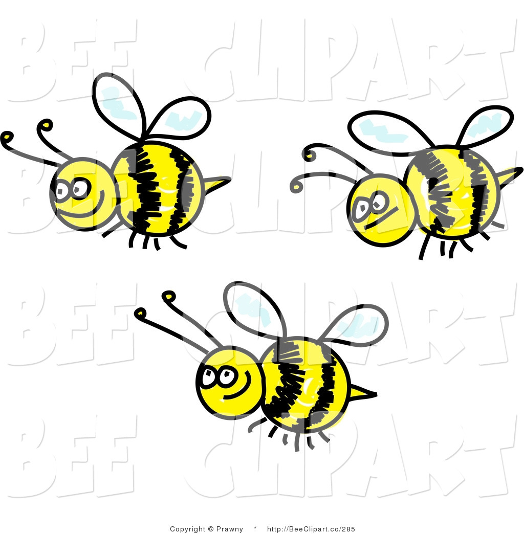 Clip Art of Three Happy Bees by Prawny.