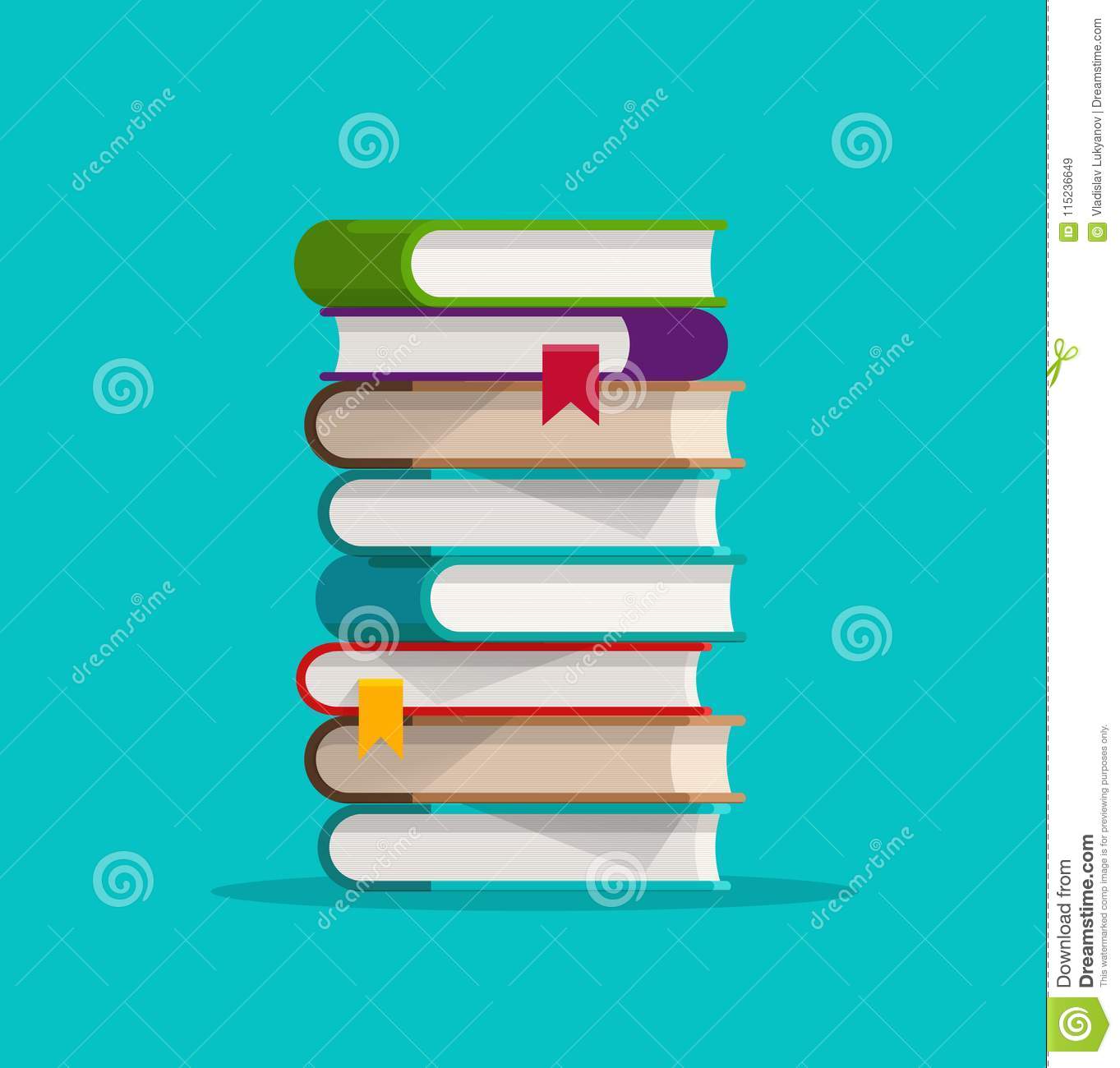 Books Stack Or Pile Vector Illustration, Flat Cartoon Paper Book.