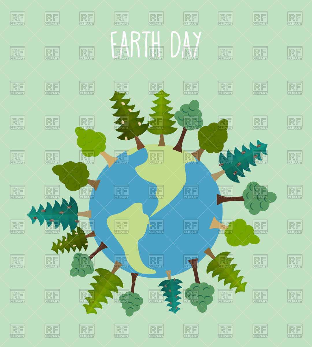 Earth day. Earth with trees. Stock Vector Image.