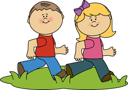 Kids walking outside clipart.