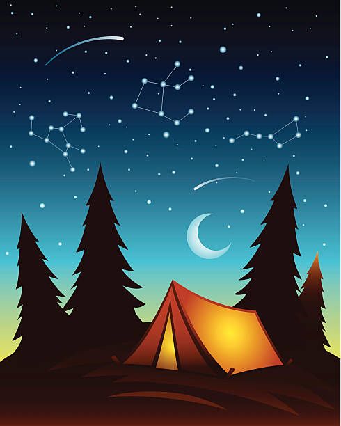 Royalty Free Camping Tent Night Clip Art, Vector Images.