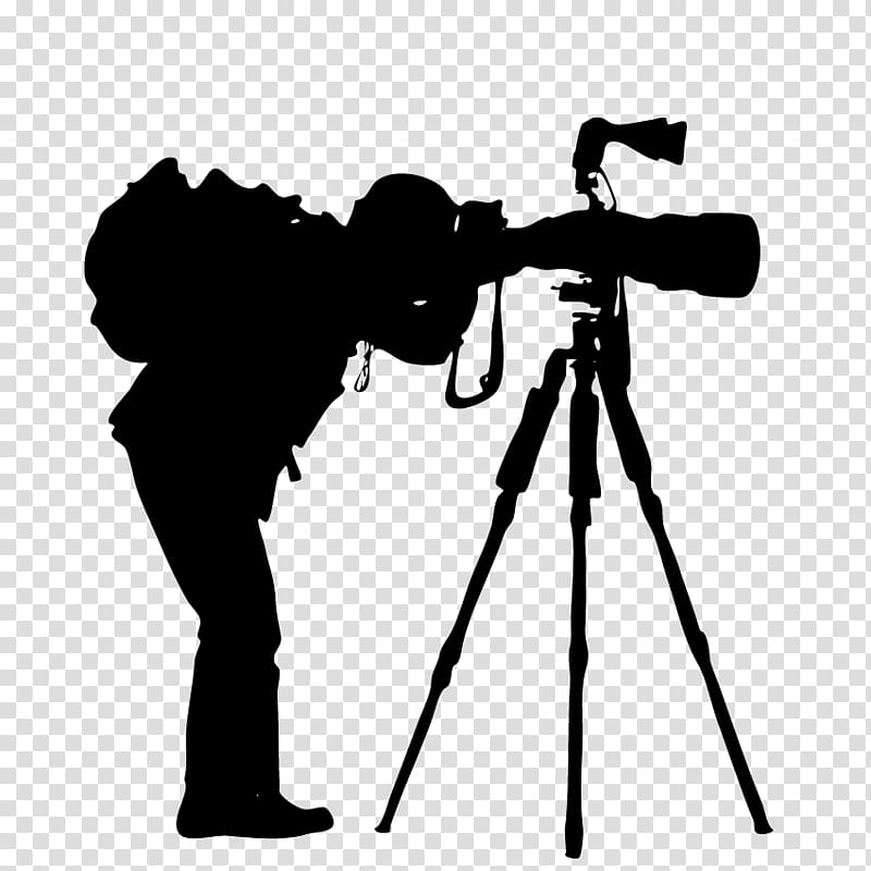 Silhouette of man taking video, Portrait grapher Landscape.