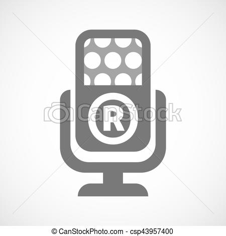 Vector Clipart of Isolated mic with the registered trademark.