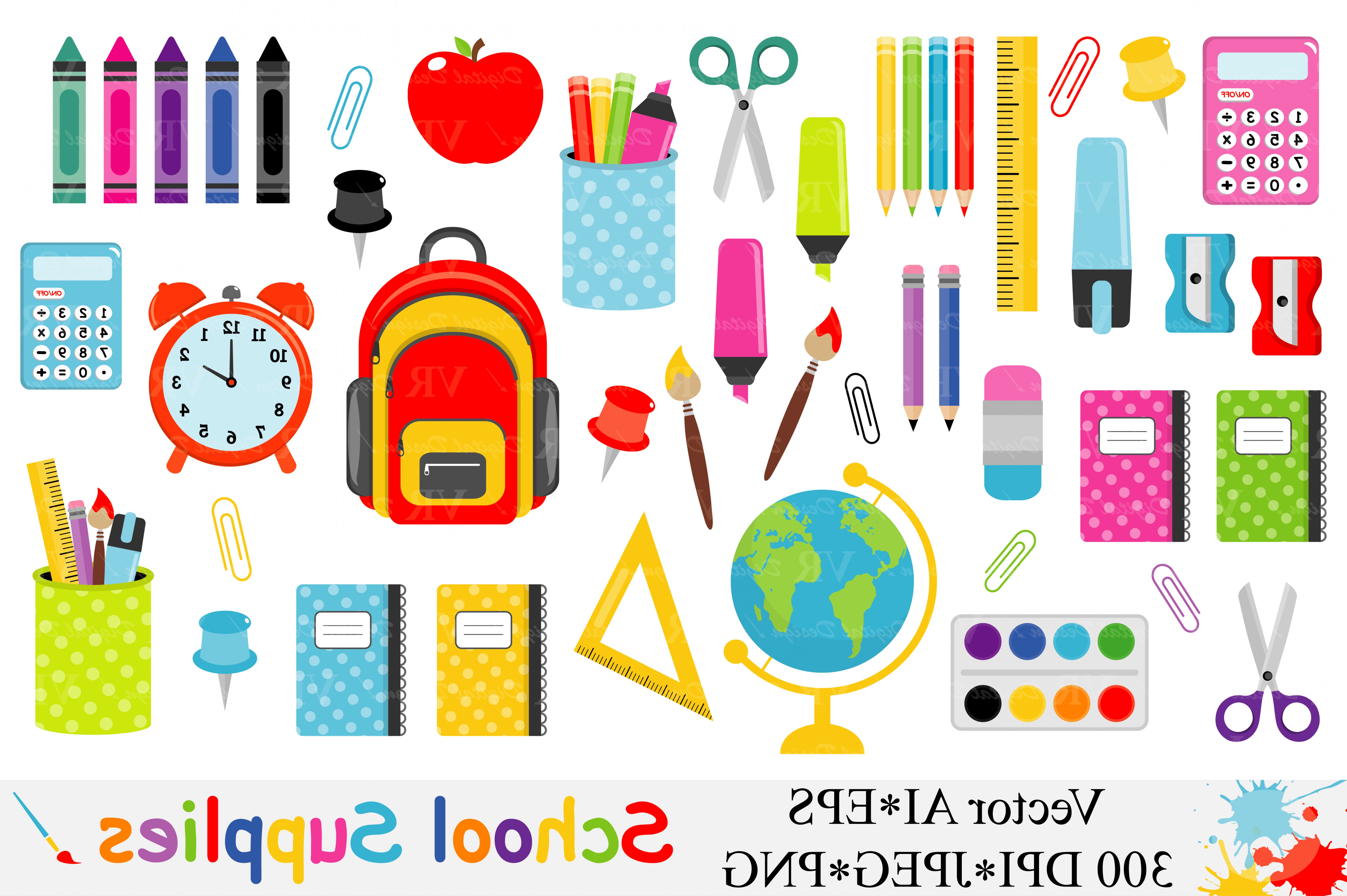 School Supplies Clipart Back To School Vector.