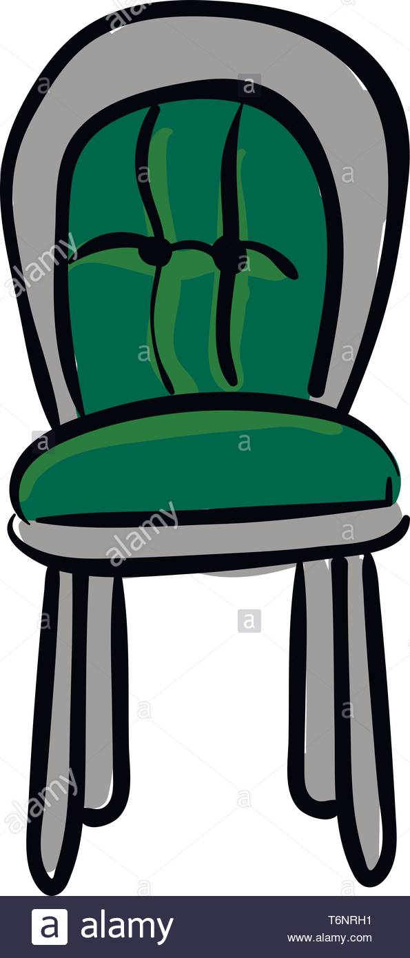 Clipart of a chair with green cushioned back support and seat has.