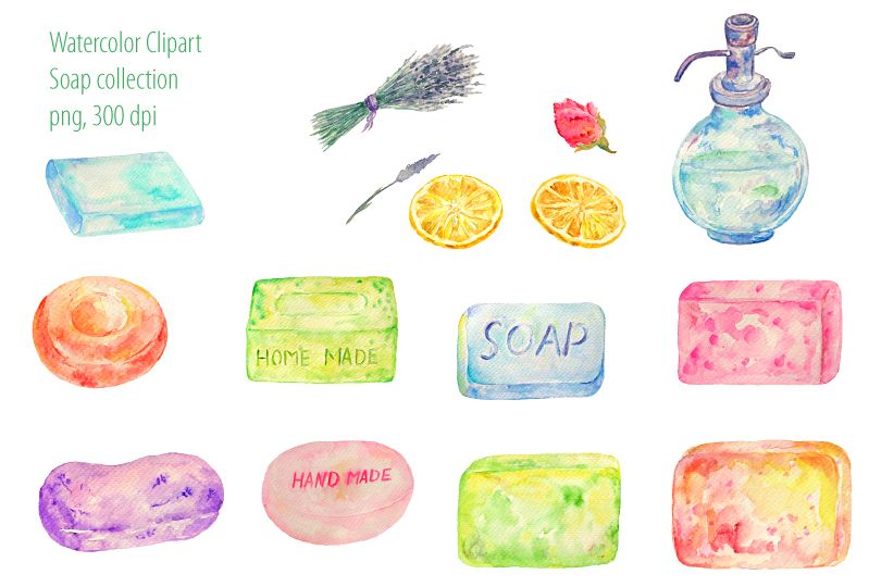 Watercolour Soap Clipart.