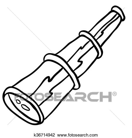 Black and white spyglass Clipart.