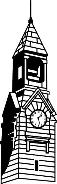 Clock tower silhouette clipart.