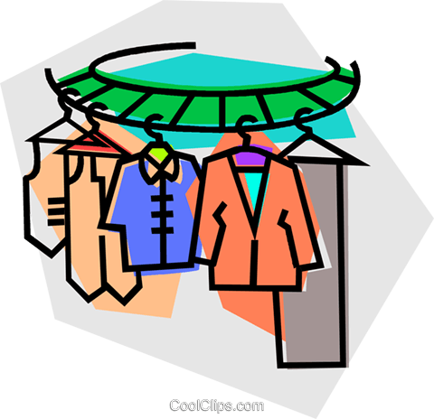 clothes on a clothes rack Royalty Free Vector Clip Art.