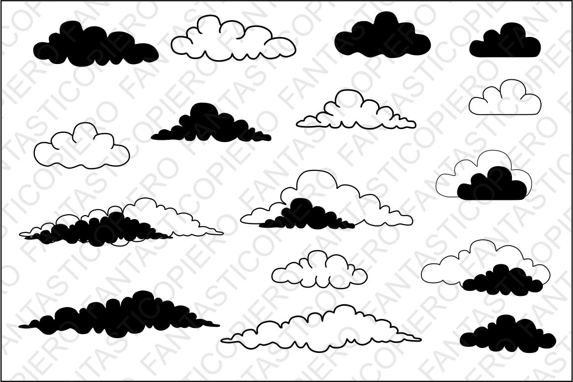 Clouds SVG files for Silhouette Cameo and Cricut. Clouds clipart PNG  transparent included..