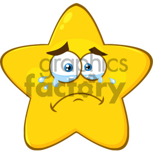 Royalty Free RF Clipart Illustration Crying Yellow Star Cartoon Emoji Face  Character With Tears Vector Illustration Isolated On White Background.