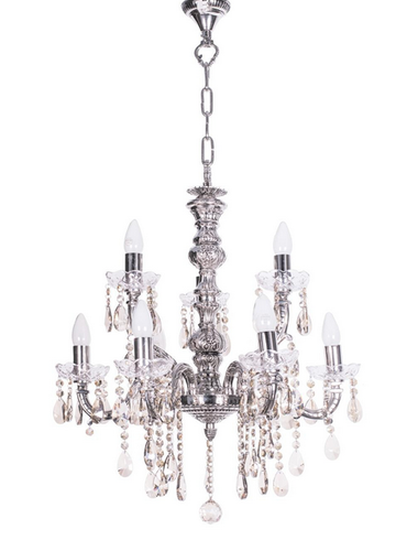 Sz Silver 9 Light Brass Crystal Chandelier.